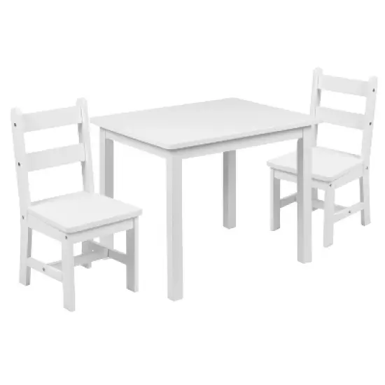 Emma and Oliver Kids 3 Piece Solid Hardwood Table and Chair Set for Playroom, Kitchen image {15}
