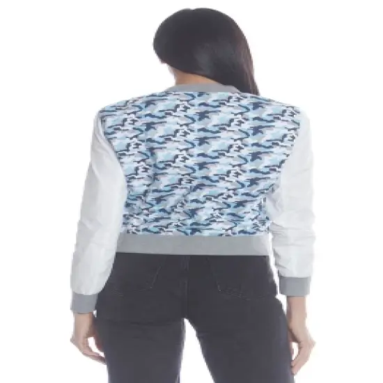 Members Only Women's  Camouflage Baseball Jacket with Nylon Sleeves image {2}