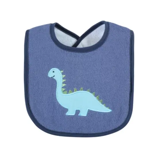 Hudson Baby Infant Boy Cotton Terry Drooler Bibs with Fiber Filling, Boy Dino, One Size image {2}