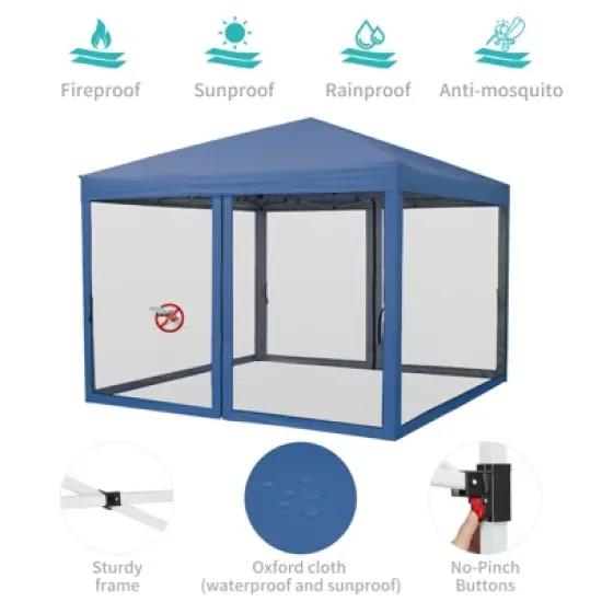 Pop Up Canopy Tent 10 ft. x 10 ft. Mosquito Netting & Wheeled Bag, One Push Setup, 3 Height Sun Shelter image {3}