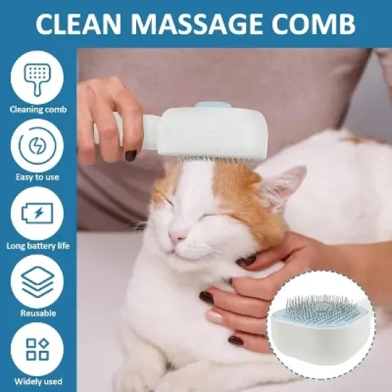 BABYYER 3 in 1 Pet Steam Brush, Auto Cleaning Dog Cat Hair, Removal Comb Rechargeable Cat Grooming Brush for Long and Short Hair image {2}