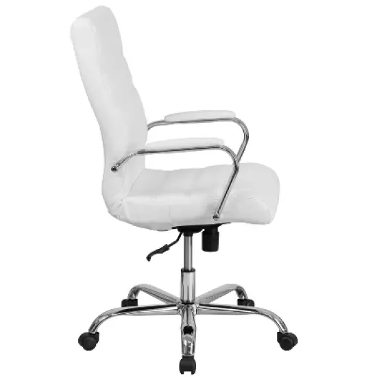 Flash Furniture High Back White LeatherSoft Executive Swivel Office Chair with Chrome Frame and Arms image {7}