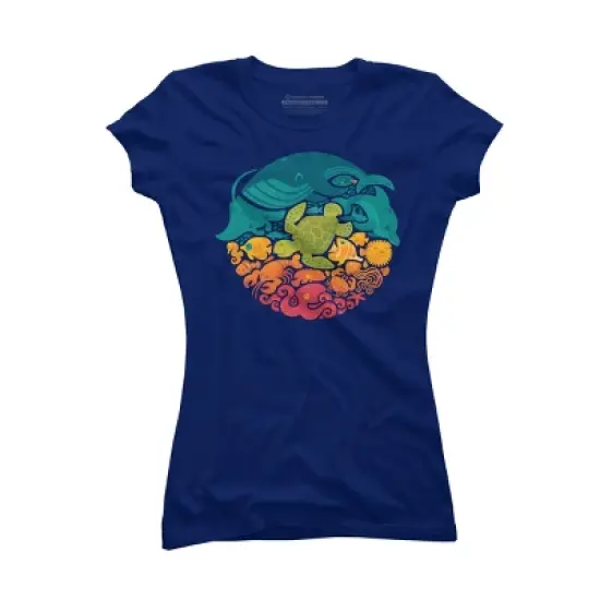 Junior's Design By Humans Aquatic Rainbow By Waynem T-Shirt image {4}