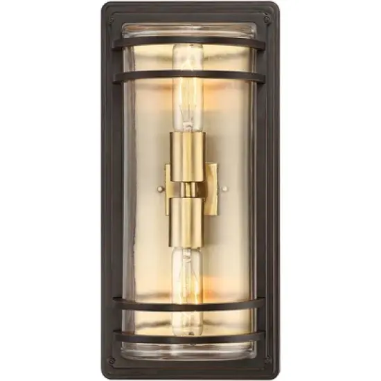 John Timberland Habitat Modern Outdoor Wall Light Fixture Bronze Warm Brass 16" Clear Glass for Post Exterior Barn Deck House Porch Yard Patio Home image {3}