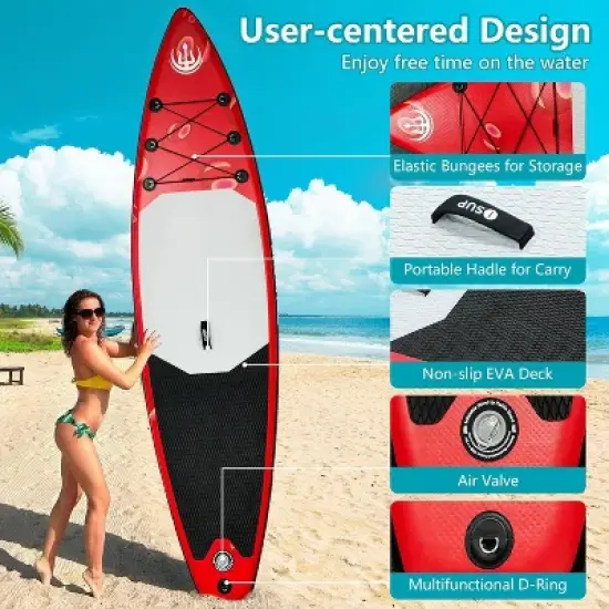 Acekool 11'&times;33" Inflatable Stand Up Paddle Board for Adults, Stable SUP with Accessories, Backpack, Pump, Adjustable Paddle, Fin image {6}