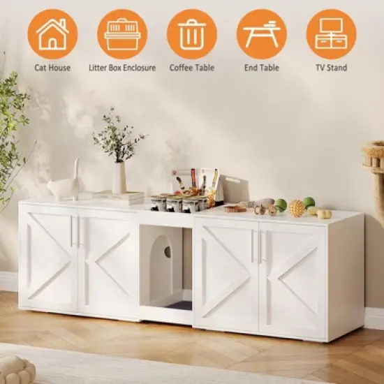 Cat Litter Box Enclosure,Hidden Litter Box Furniture for 2 Cats image {6}