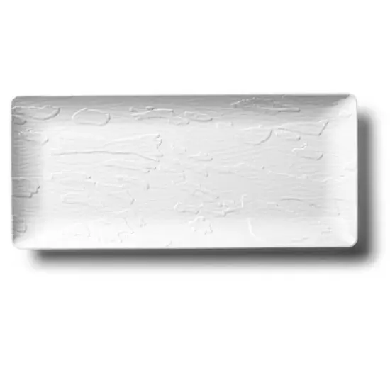 Posh Setting 6.25 x 14 Inch Rectangle White Plastic Serving Tray -  5 pack image {4}