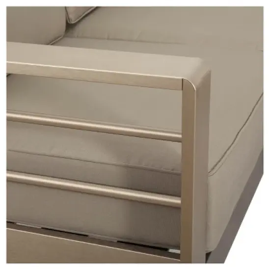 Salome 4pc Fabric Patio Chat Set - Khaki - Christopher Knight Home image {2}