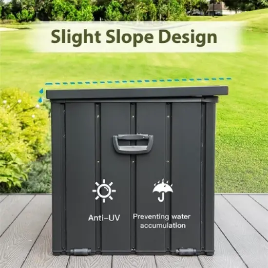 Cesicia Outdoor Storage Deck Box Waterproof, Large Lockable Patio Storage Bin for Garden Tools, Dark Gray image {5}