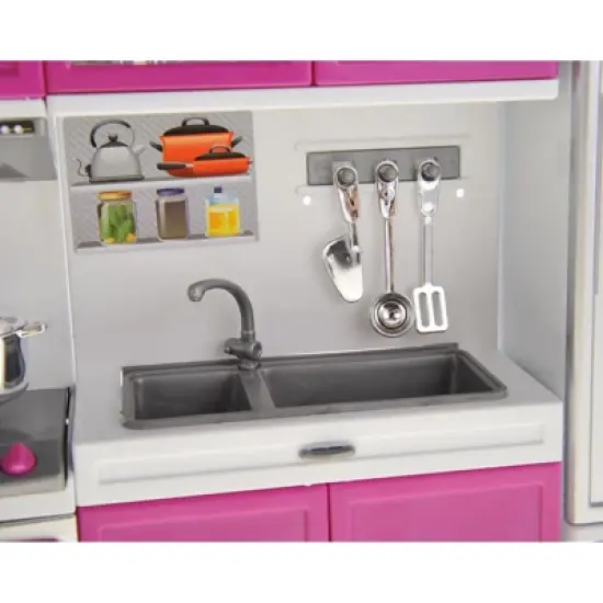 Insten Mini Modern Kitchen Playset with Refrigerator, Stove, Sink, Microwave, 21 x 4 x 14 in image {3}