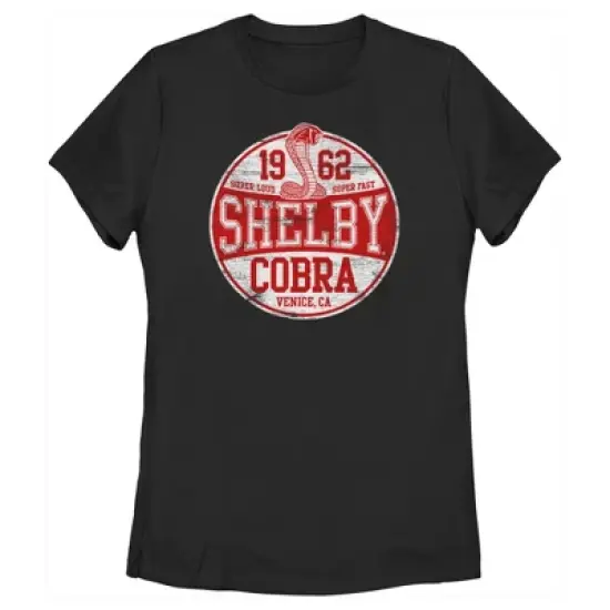 Women's Shelby Cobra Red and White Distressed Logo T-Shirt image {3}