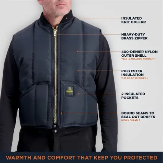 RefrigiWear Men's Iron-Tuff Water-Resistant Insulated Vest -50F Cold Protection image {3}
