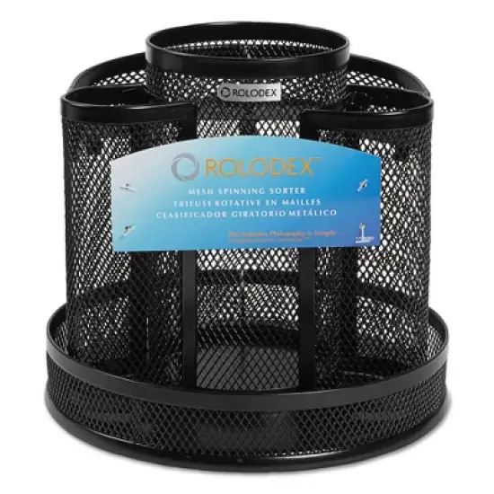 Rolodex Wire Mesh Spinning Desk Sorter, Black, 6.5"d x 6.5"h image {2}