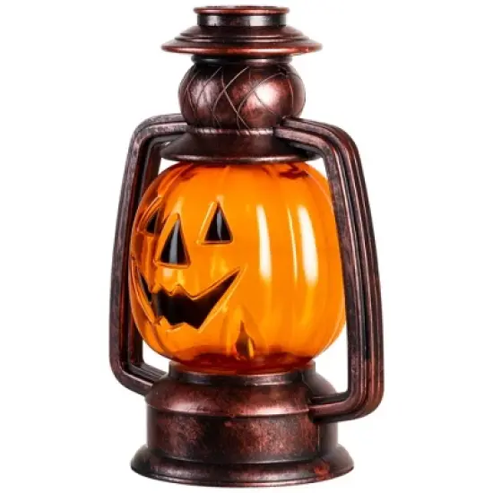 Northlight 16.5" Halloween Flickering Pumpkin Lantern Pathway Markers 3ct - Orange/Black image {5}