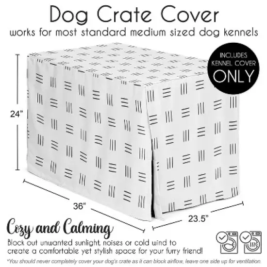 Sweet Jojo Designs Dog Crate Kennel Cover 36in. Boho Hatch White and Black image {4}