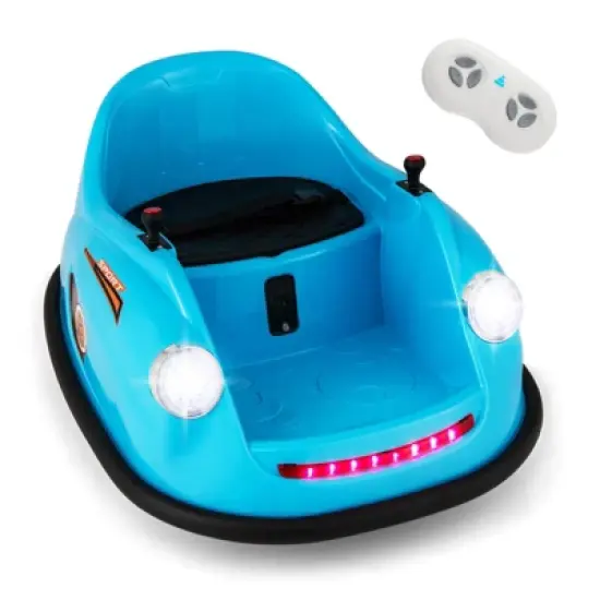 Costway Ride on Bumper Car for Kids with Remote Control 360 Degree Spin LED Light Red/Pink/Navy/Blue image {10}