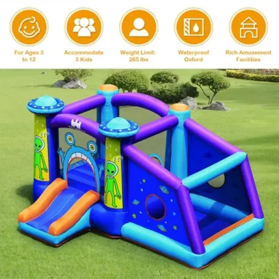 Costway Inflatable Bouncer Alien Bounce House Kids Jump Slide Ball Pit w/480W Blower image {4}