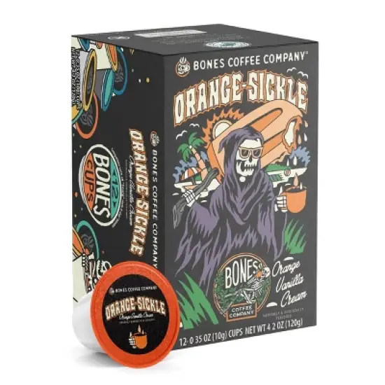 Bones Coffee Company Orange Sickle Orange Vanilla Cream Flavor 12 ct Single-Serve Bones Cups Coffee Pods Keurig Coffee Maker Compatible image {5}