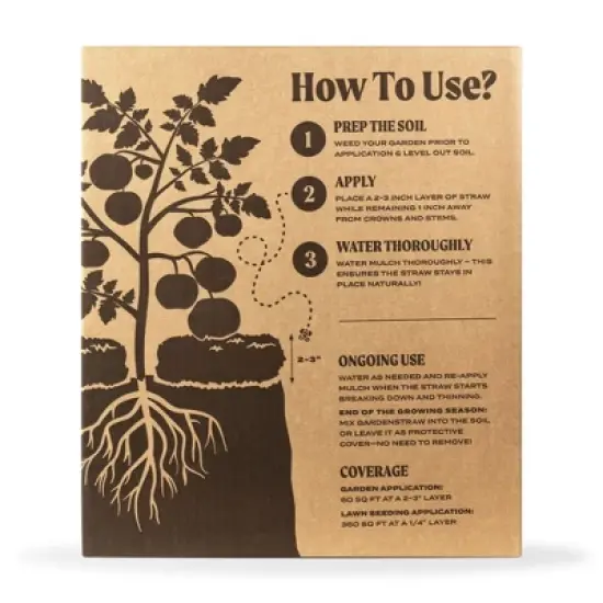 HealthiStraw GardenStraw Boxed &ndash; All-Natural, Clean, Sustainable Garden Straw Mulch for Gardens and Grass Seeding, Plastic-Free Packaging, 2 cu ft image {7}