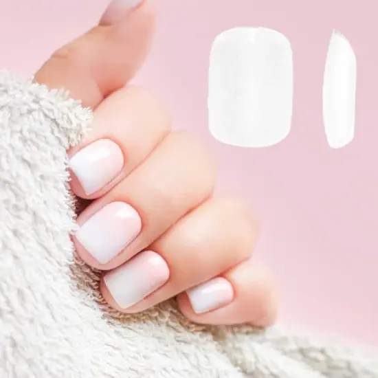 Unique Bargains Women's Short Square Fake Nails Clear 1 Set image {3}