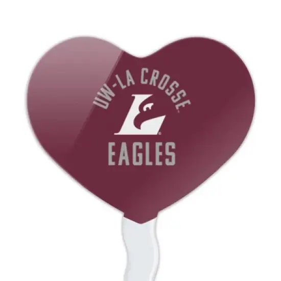 NCAA University of Wisconsin - La Crosse University Eagles Heart Love Cupcake Picks Toppers Decoration Set of 6 image {1}