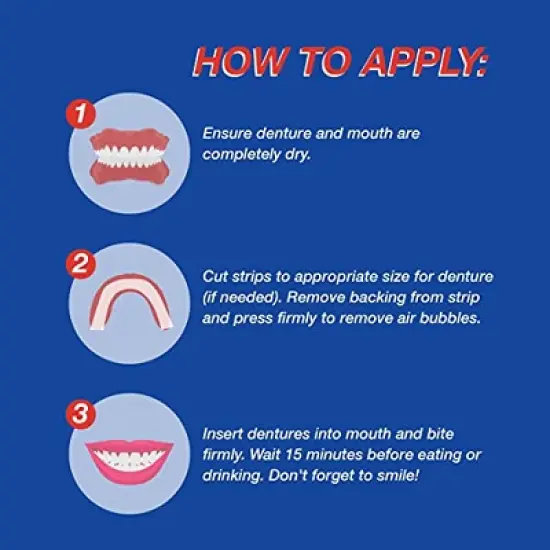 Secure Denture Adhesive Cushion Strips &ndash; Zinc Free &ndash; Waterproof &ndash; Comfortable Fit for Uppers & Lowers &ndash; Extra Firm All-Day-Hold &ndash; Clean Ingredients image {12}