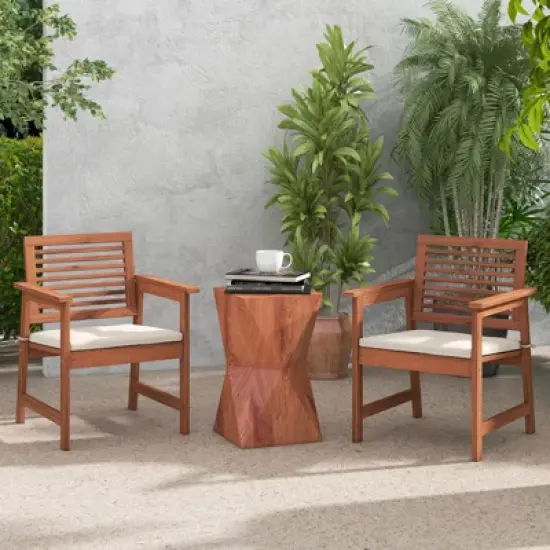Tangkula Outdoor Hardwood Armchairs Set of 2/4 Weather-resistant Slatted Armchairs w/Removable Cushions image {2}
