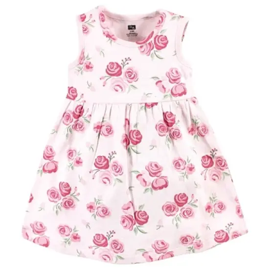 Hudson Baby Infant and Toddler Girl Cotton Dress and Cardigan Set, Blush Rose image {3}