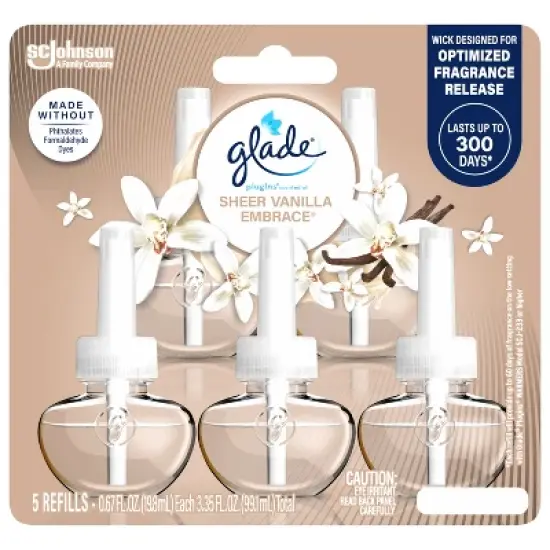 Glade PlugIns Scented Oil Air Freshener Refills - Sheer Vanilla Embrace - 3.35oz/5pk image {3}