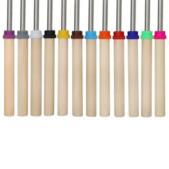 MOVSSOU 12 Pcs Marshmallow Roasting Sticks 32" Smores Kit Skewers Hot Dog Telescoping Forks Campfire image {3}