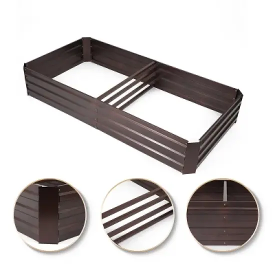 LuxenHome Brown Metal Rectangular 6x3ft Garden Bed image {10}
