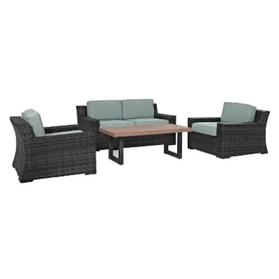 Beaufort 4pc Outdoor Wicker Seating Set - Mist - Crosley image {2}