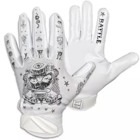 Battle Sports Speed Freak Cloaked Adult Football Receiver Gloves - White image {1}