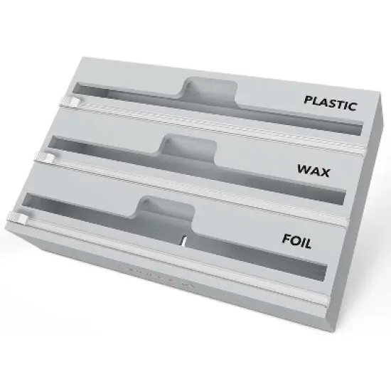 Plastic Wrap and Aluminum Foil Organizer with Cutter and Labels,for 12" Roll (Grey)-SpaceAid&reg; image {5}