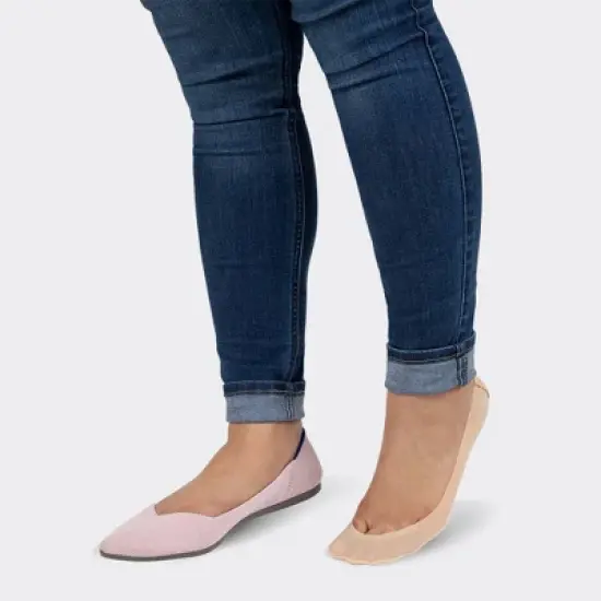 Peds Women's Cushion Heel 2pk Liner Socks - Beige Nude 5-10: No Show, Hidden Gel Grip, Stretch Knit image {3}