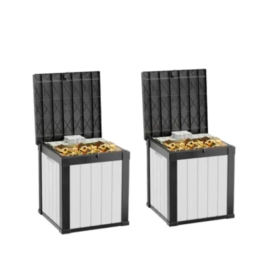 DSVIMOY Deck Boxes, 2-Piece 45 Gal Outdoor Storage Deck Box, Small Patio Storage Bin for Garden Tools image {5}