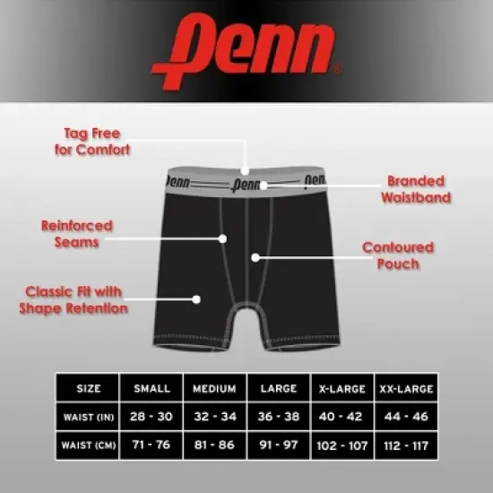 Penn Mens Boxer Performance Briefs Breathable Underwear for Men Value 6 Pack Active Performance Mens Underwear image {4}