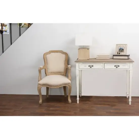 Dauphine Traditional French Accent Writing Desk White/Light Brown - Baxton Studio image {3}