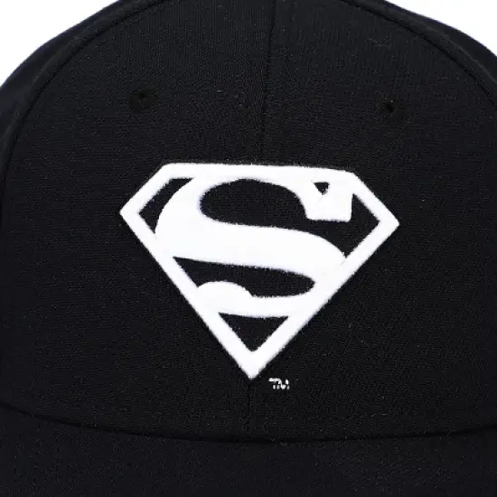 Superman White Logo Black Snapback Hat image {3}