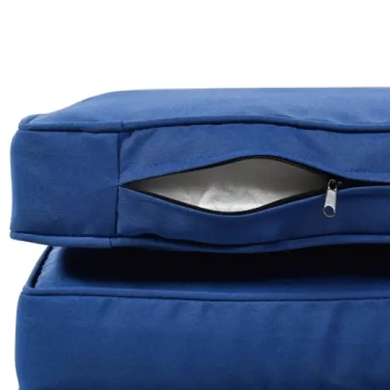 4pc Outdoor Wicker Rectangle Daybed with Canopy & Cushions - Blue - GODEER image {8}