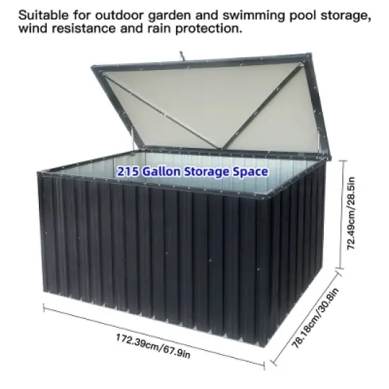 Akoasm 215 Gallon Medium Metal Storage Deck Box For Outdoor Use-Black image {4}