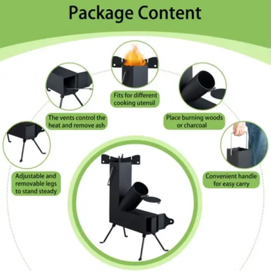 Karl Home | 38 in. Black Metal Patio Round Fire Pit with Grill image {4}