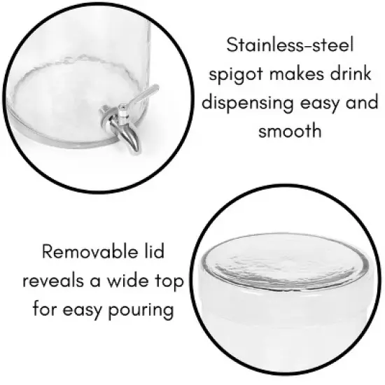 BirdRock Home 2 Gallon Stacking Beverage Dispenser with Stand and Lid - Stainless Steel image {3}