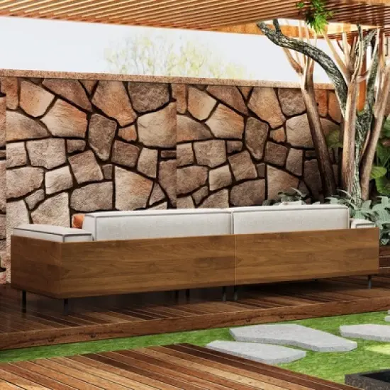 Luck Live 111.81 inch soft cushion sofa with throw pillows image {9}