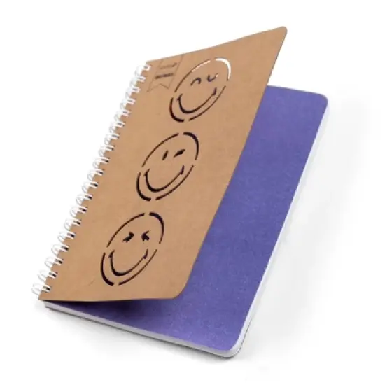 Yoobi SmileyWorld Journal 4.5"x6.5" Spiral with Marker Blue Kraft Smiley image {8}