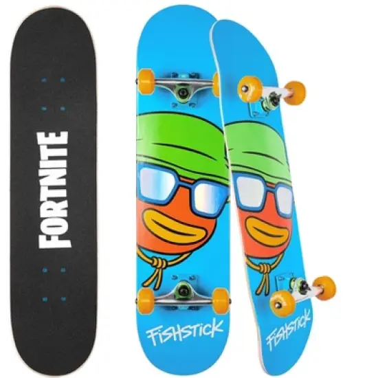 Fortnite Skateboard with metallic graphics, aluminum trucks and ABEC5 bearings. Includes download code for in-game Nite Life Wrap image {13}