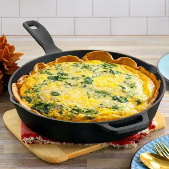 Oster Castaway 12 Inch Cast Iron Round Frying Pan with Dual Spouts image {5}