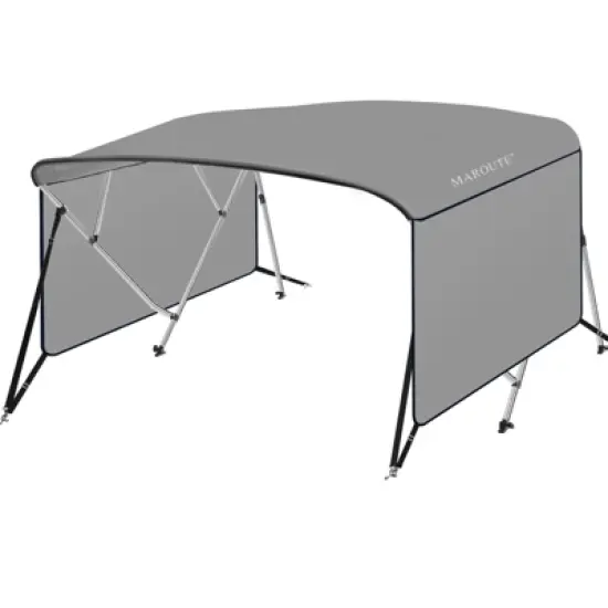 4 Bow Bimini Tops for Boat, Boat Canopy with Zippered Side Curtains, Marine Grade Canvas & PU-Coated Fabric, Include 2 Straps, 2 Rear Support Pole image {8}