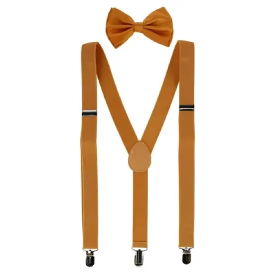 CTM Men's Solid Fashion Color Bow Tie and Suspender Set image {8}