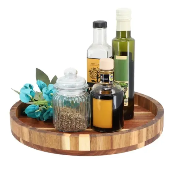 MegaChef 13 Inch Acacia Wood Lazy Susan Tray image {6}